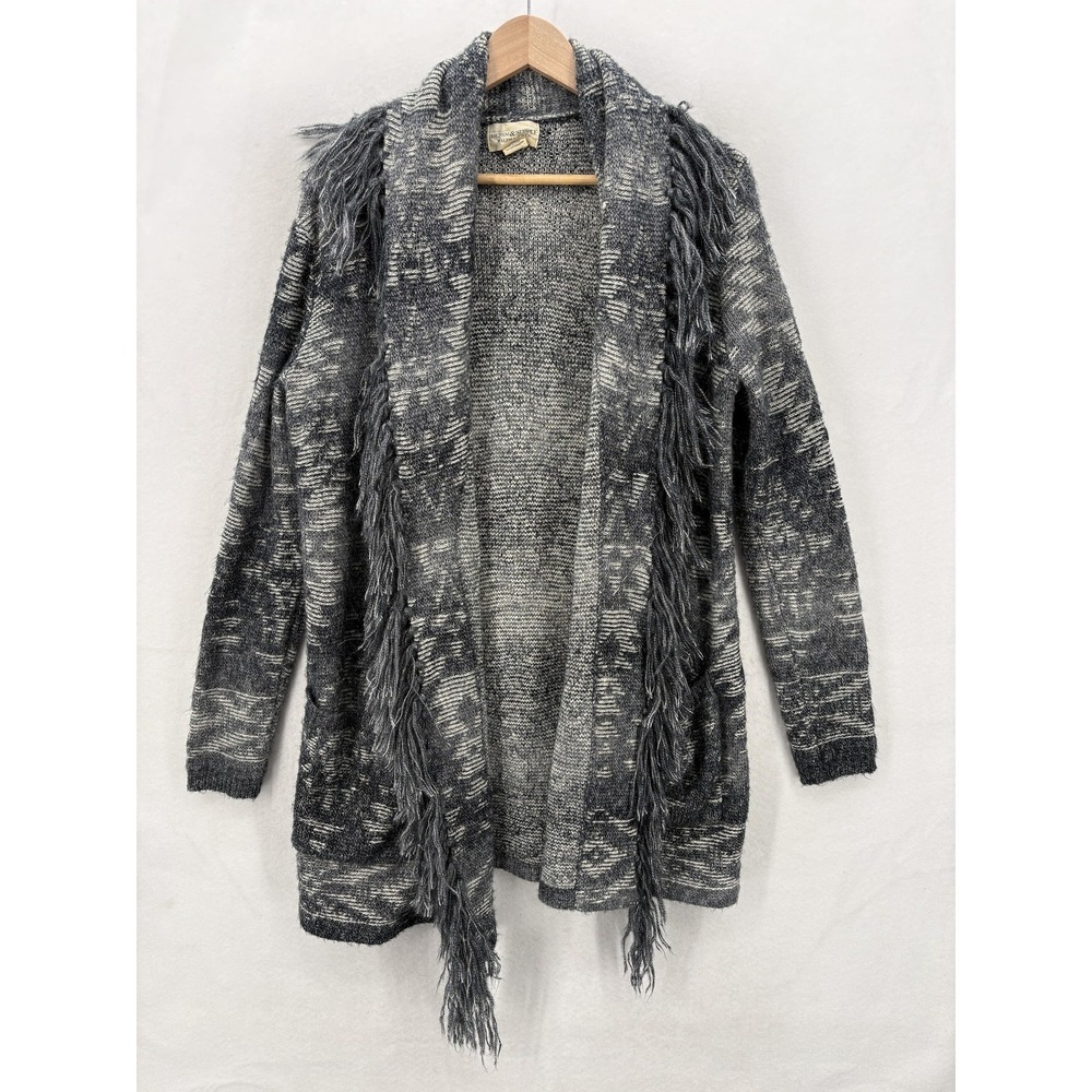 Denim & Supply Ralph Lauren Gray Fringe Open-Front Cardigan